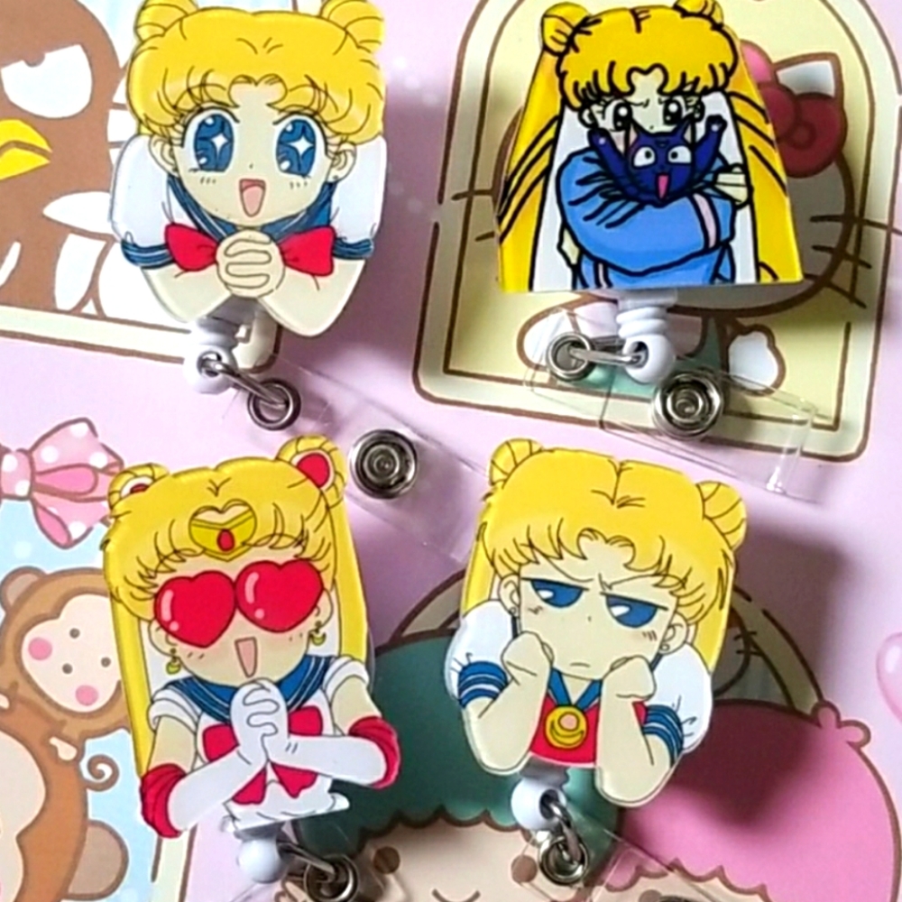 4 badge clips sailor moon usagi clips cardholder